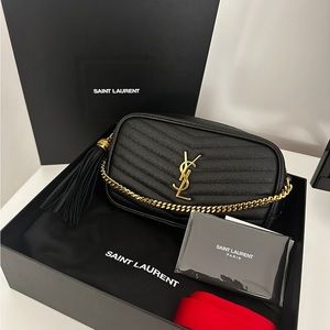 Saint Laurent Camera Bag in Grained Quilted Leather, Tassel and Gold Hardware